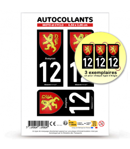 12 Aveyron - Armoiries | Autocollant plaque immatriculation