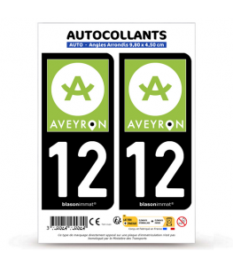 12 Aveyron - Tourisme | Autocollant plaque immatriculation