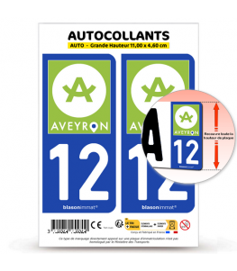 12 Aveyron - Tourisme | Autocollant plaque immatriculation