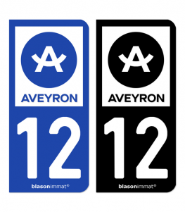 12 Aveyron - Département | Autocollant plaque immatriculation