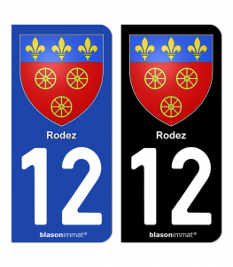 12 Rodez - Armoiries | Autocollant plaque immatriculation