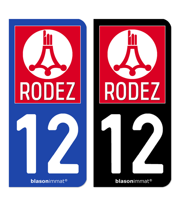 12 Rodez - Ville | Autocollant plaque immatriculation