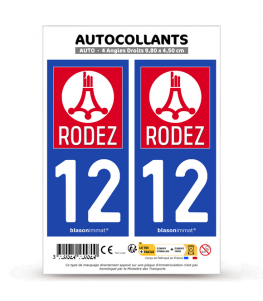 12 Rodez - Ville | Autocollant plaque immatriculation