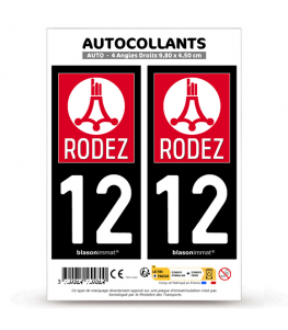 12 Rodez - Ville | Autocollant plaque immatriculation