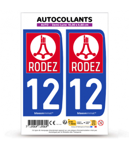 12 Rodez - Ville | Autocollant plaque immatriculation