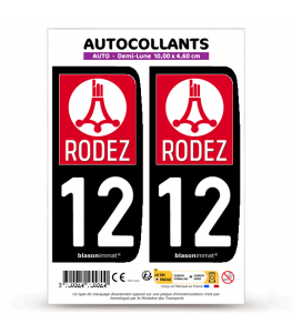 12 Rodez - Ville | Autocollant plaque immatriculation