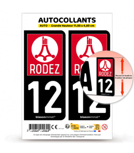 12 Rodez - Ville | Autocollant plaque immatriculation