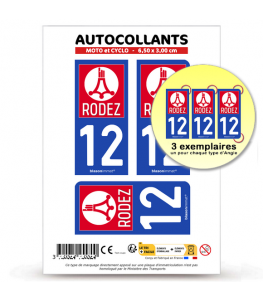 12 Rodez - Ville | Autocollant plaque immatriculation