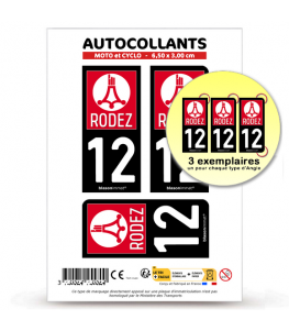 12 Rodez - Ville | Autocollant plaque immatriculation