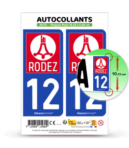 12 Rodez - Ville | Autocollant plaque immatriculation