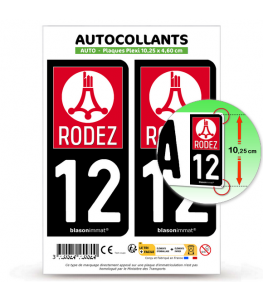 12 Rodez - Ville | Autocollant plaque immatriculation