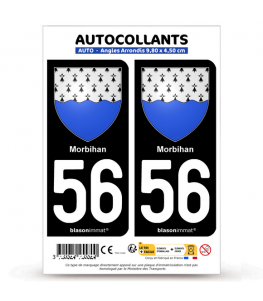 56 Morbihan - Armoiries | Autocollant plaque immatriculation