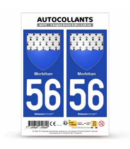 56 Morbihan - Armoiries | Autocollant plaque immatriculation