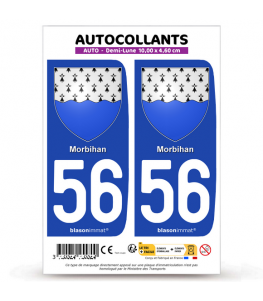 56 Morbihan - Armoiries | Autocollant plaque immatriculation