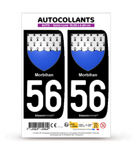 56 Morbihan - Armoiries | Autocollant plaque immatriculation