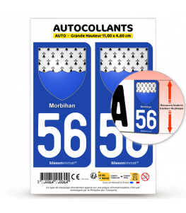 56 Morbihan - Armoiries | Autocollant plaque immatriculation