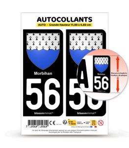 56 Morbihan - Armoiries | Autocollant plaque immatriculation