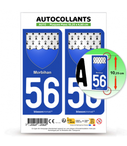 56 Morbihan - Armoiries | Autocollant plaque immatriculation