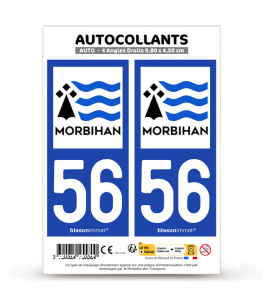 56 Morbihan - Département | Autocollant plaque immatriculation