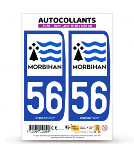 56 Morbihan - Département | Autocollant plaque immatriculation