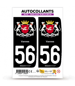 56 Vannes - Armoiries | Autocollant plaque immatriculation