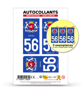 56 Vannes - Armoiries | Autocollant plaque immatriculation