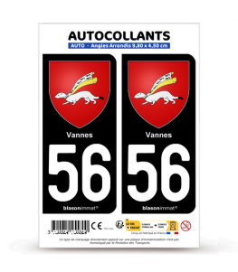 56 Vannes - Blason | Autocollant plaque immatriculation