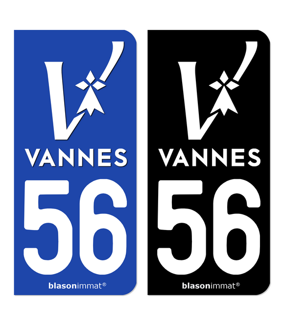 56 Vannes - Ville | Autocollant plaque immatriculation