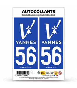 56 Vannes - Ville | Autocollant plaque immatriculation