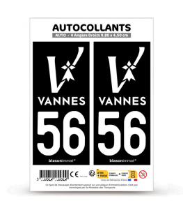 56 Vannes - Ville | Autocollant plaque immatriculation