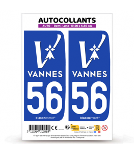 56 Vannes - Ville | Autocollant plaque immatriculation