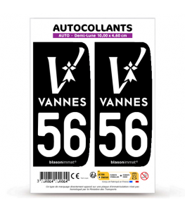 56 Vannes - Ville | Autocollant plaque immatriculation