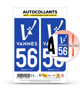 56 Vannes - Ville | Autocollant plaque immatriculation