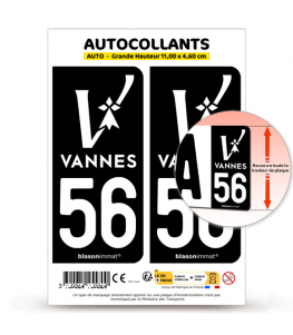 56 Vannes - Ville | Autocollant plaque immatriculation