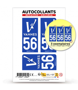 56 Vannes - Ville | Autocollant plaque immatriculation