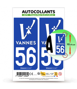 56 Vannes - Ville | Autocollant plaque immatriculation