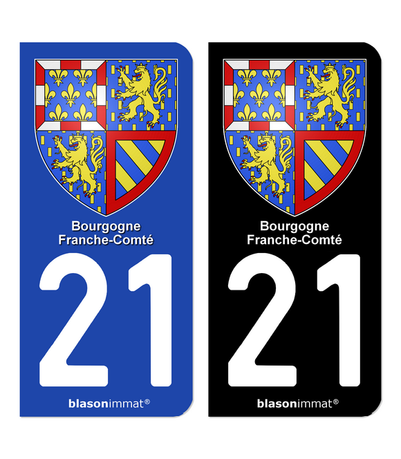 21 Bourgogne-Franche-Comté - Armoiries | Autocollant plaque immatriculation