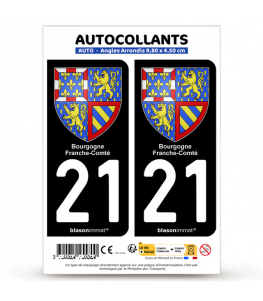 21 Bourgogne-Franche-Comté - Armoiries | Autocollant plaque immatriculation