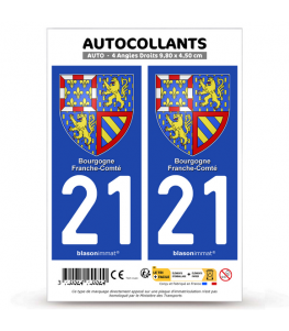 21 Bourgogne-Franche-Comté - Armoiries | Autocollant plaque immatriculation