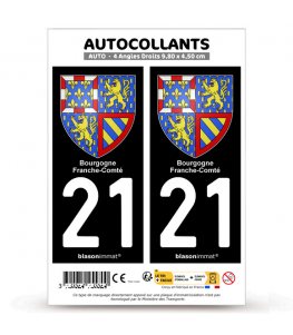 21 Bourgogne-Franche-Comté - Armoiries | Autocollant plaque immatriculation