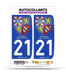 21 Bourgogne-Franche-Comté - Armoiries | Autocollant plaque immatriculation