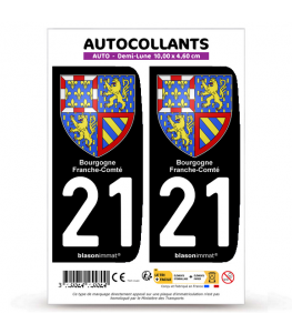 21 Bourgogne-Franche-Comté - Armoiries | Autocollant plaque immatriculation