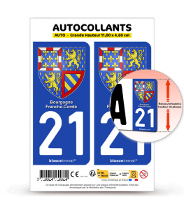 21 Bourgogne-Franche-Comté - Armoiries | Autocollant plaque immatriculation