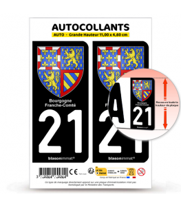 21 Bourgogne-Franche-Comté - Armoiries | Autocollant plaque immatriculation