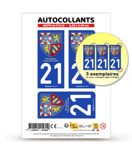 21 Bourgogne-Franche-Comté - Armoiries | Autocollant plaque immatriculation