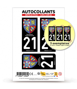 21 Bourgogne-Franche-Comté - Armoiries | Autocollant plaque immatriculation