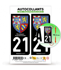 21 Bourgogne-Franche-Comté - Armoiries | Autocollant plaque immatriculation