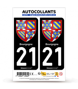 21 Bourgogne - Armoiries | Autocollant plaque immatriculation