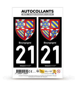 21 Bourgogne - Armoiries | Autocollant plaque immatriculation