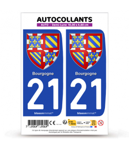 21 Bourgogne - Armoiries | Autocollant plaque immatriculation